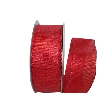 RELIANT RIBBON Metallic Tile Link Value Wired Edge Ribbon Red 2.5 in. x 50 yards 92698W-065-40K